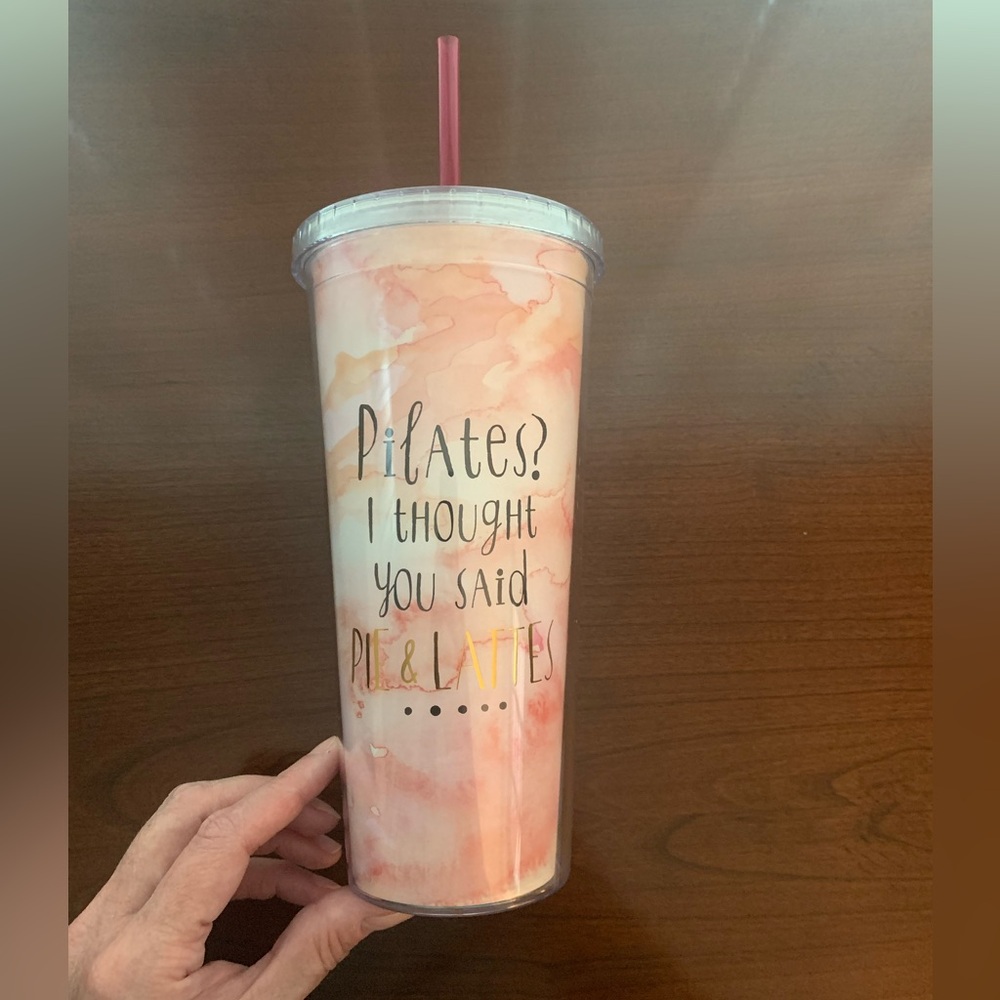 NWT Reusable Plastic Cup.  Pilates?  I thought you said pie & lattes.